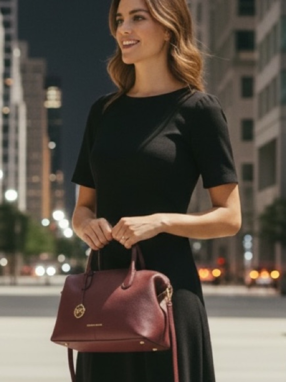 Michael Kors bag AND wallet Classic Structured Satchel Bag in Deep Bordeaux/Plum